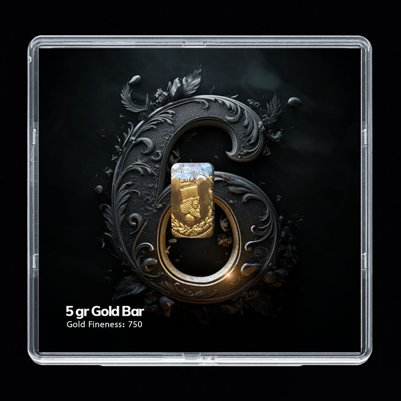 شمش طلا 18 عیار مدوپد مدل عدد 6 کد SG-10166