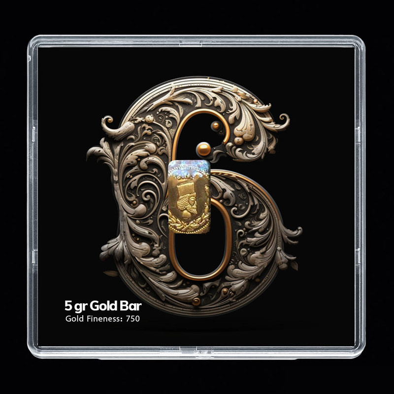 شمش طلا 18 عیار مدوپد مدل عدد 6 کد SG-10161