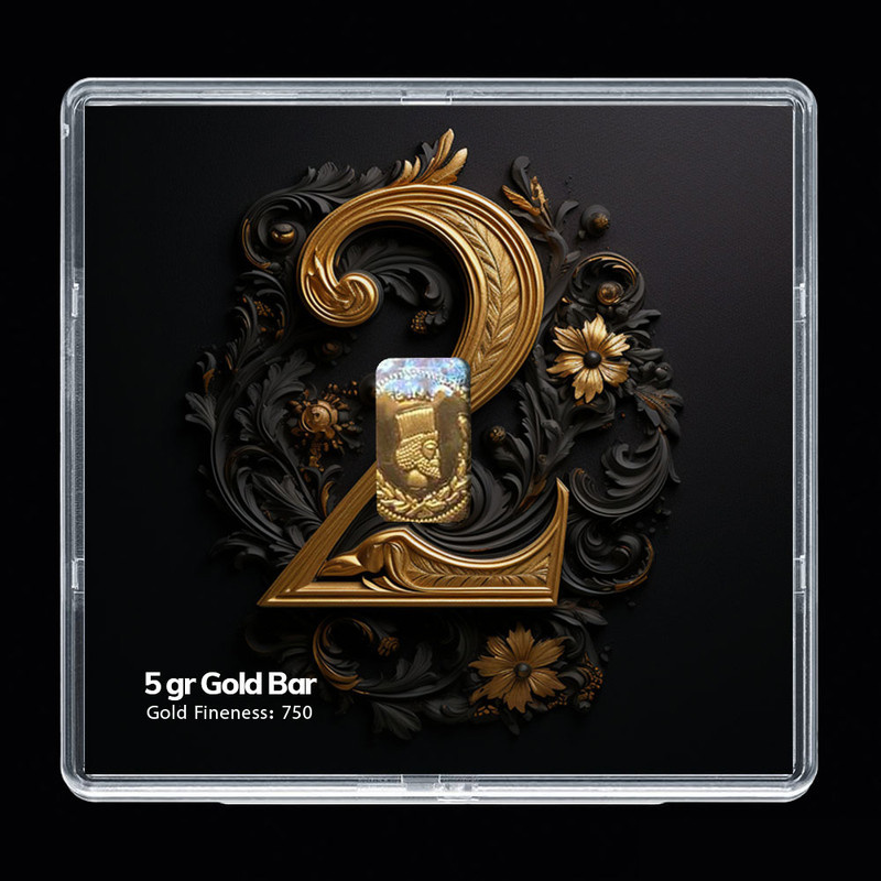 شمش طلا 18 عیار مدوپد مدل عدد 2  کد SG-10157