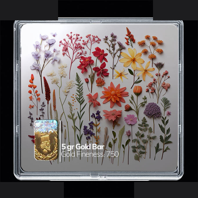 شمش طلا 18 عیار مدوپد مدل گل کد SG10457