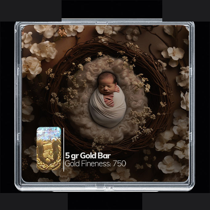 شمش طلا 18 عیار مدوپد مدل نوزاد کد SG10632 شمش طلا 18 عیار مدوپد مدل نوزاد کد SG10632