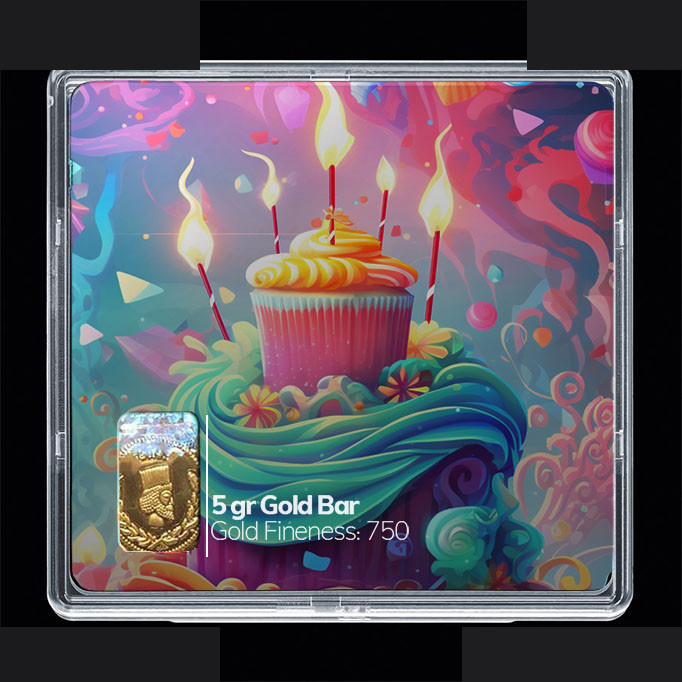 شمش طلا 18 عیار مدوپد مدل کیک تولد  کد SG10637