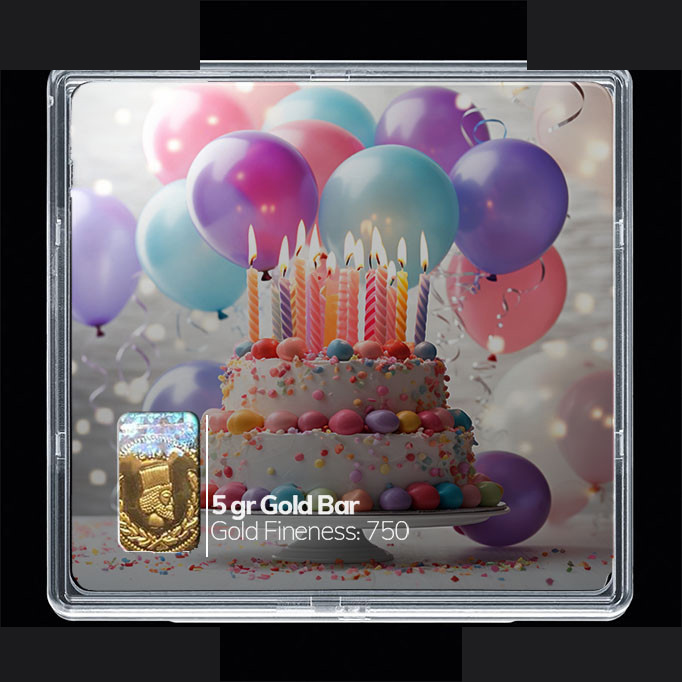 شمش طلا 18 عیار مدوپد مدل کیک تولد کد SG10757