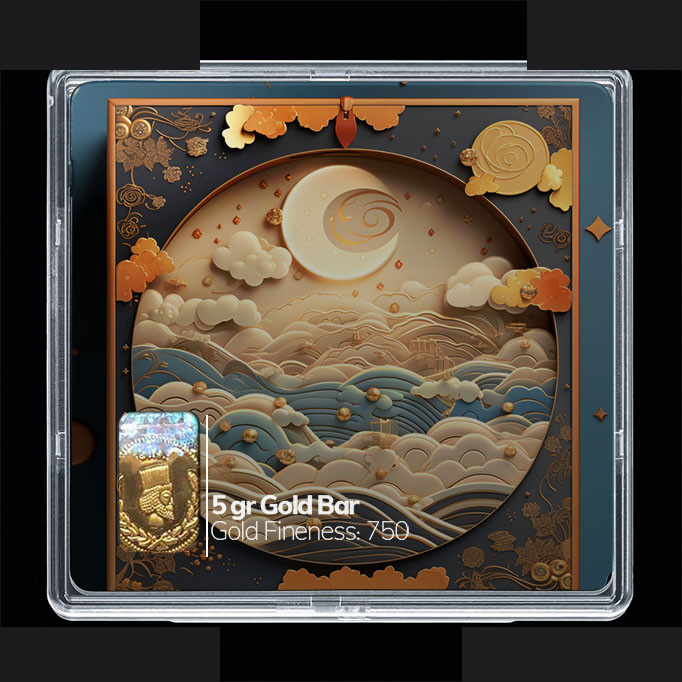 شمش طلا 18 عیار مدوپد مدل قاب عکس ماه کد SG10851