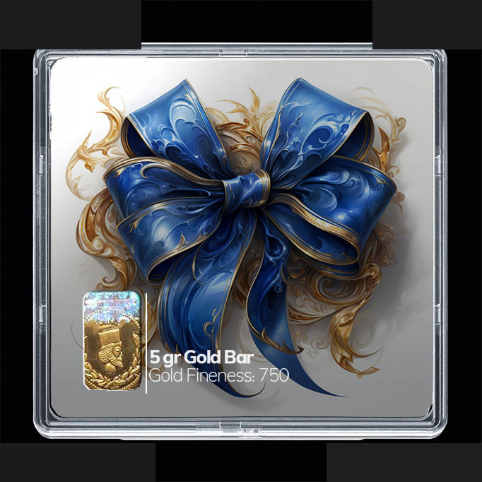 شمش طلا 18 عیار مدوپد مدل روبان آبی کد SG10601