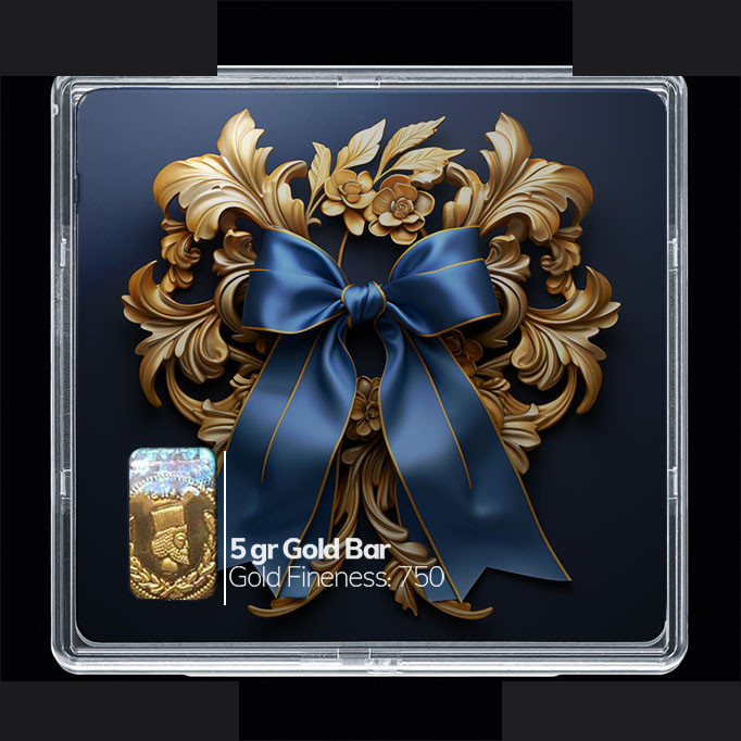 شمش طلا 18 عیار مدوپد مدل روبان آبی کد SG10602