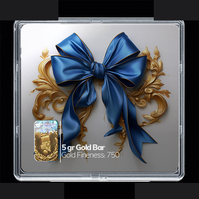 شمش طلا 18 عیار مدوپد مدل روبان آبی کد SG10603