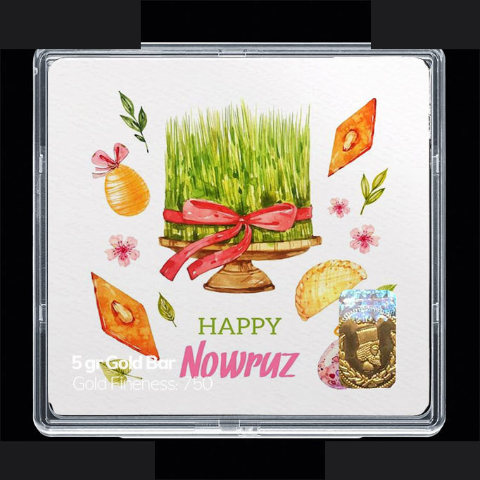 شمش طلا 18 عیار مدوپد مدل نوروز و سال نو کد SG11601