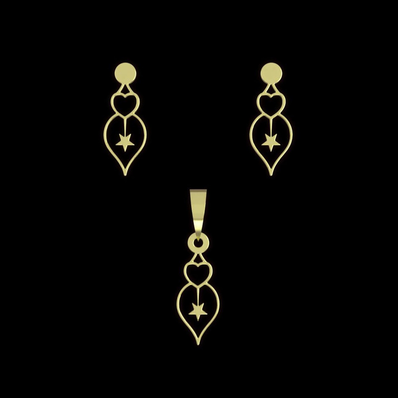 نیم ست طلا 18 عیار زنانه مدوپد مدل قلب و ستاره کد NA10146
