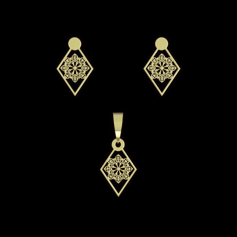 نیم ست طلا 18 عیار زنانه مدوپد مدل لوزی کد NA10271