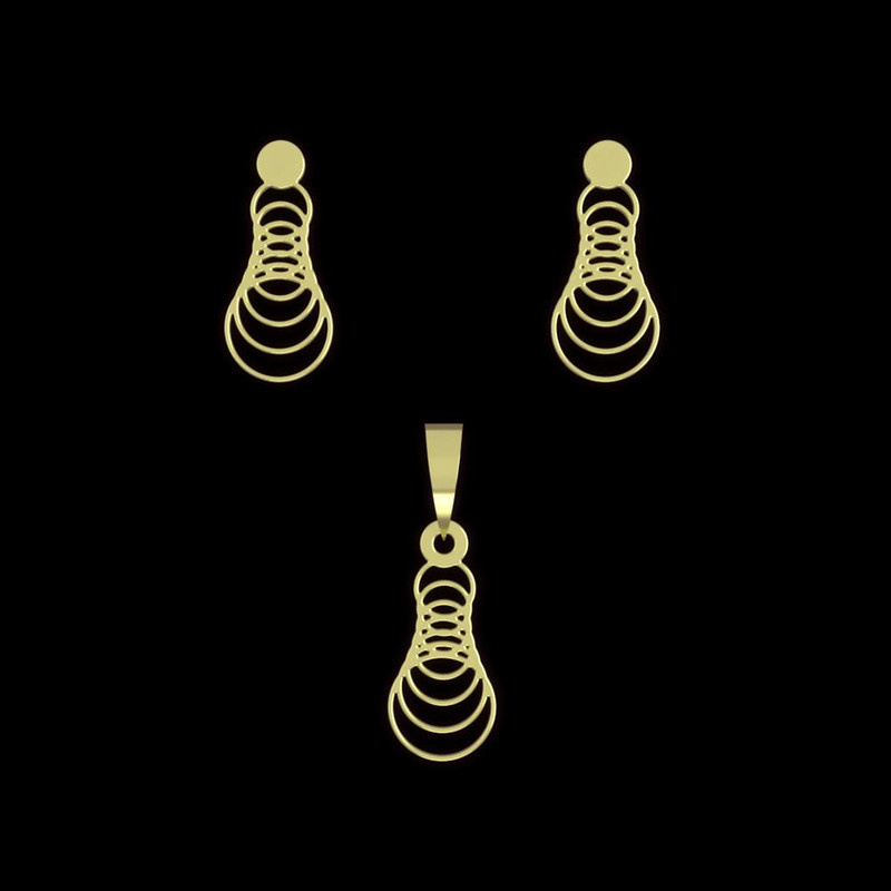 نیم ست طلا 18 عیار زنانه مدوپد مدل دایره حلقه ای کد NA12168