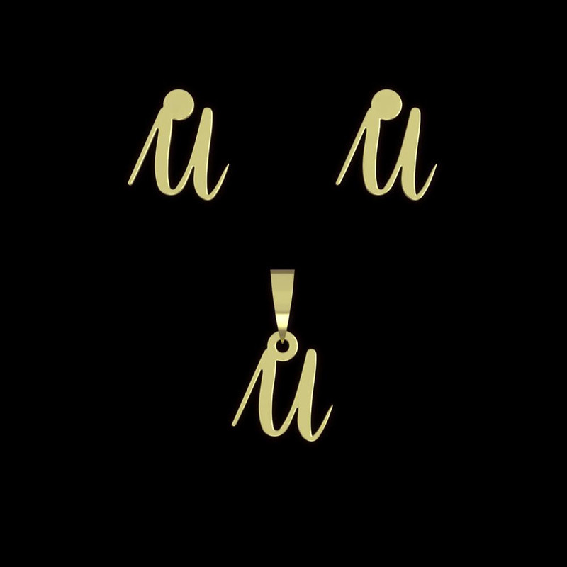 نیم ست طلا 18 عیار زنانه مدوپد مدل حرف u کد NA12314