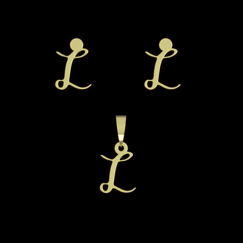 نیم ست طلا 18 عیار زنانه مدوپد مدل حرف L کد NA12336