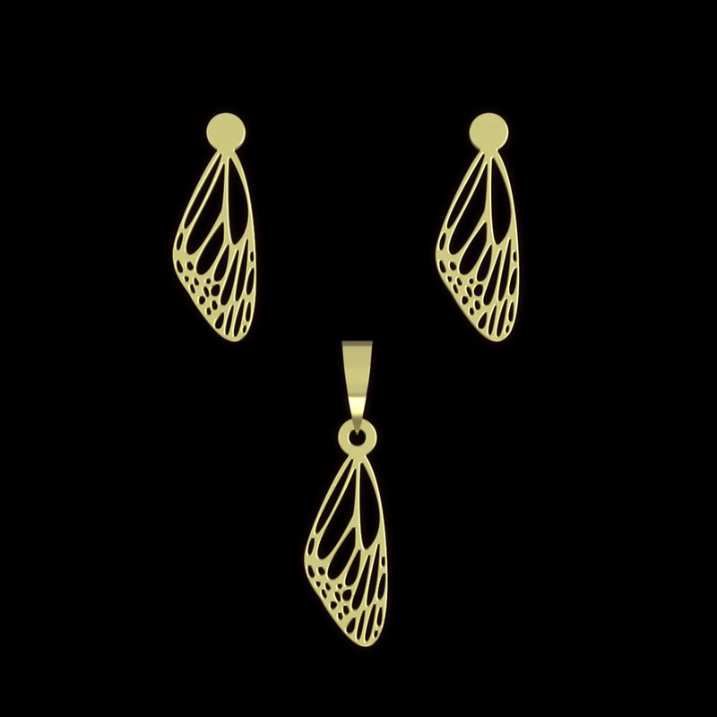 نیم ست طلا 18 عیار زنانه مدوپد مدل بال پروانه کد NA12361