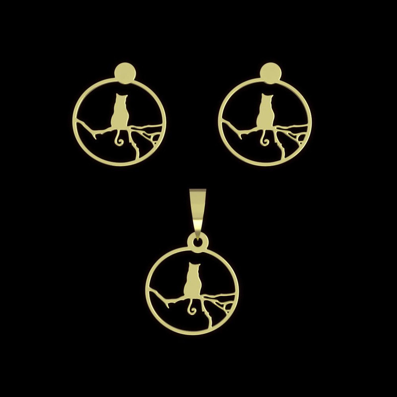 نیم ست طلا 18 عیار زنانه مدوپد مدل گربه کد NA12444