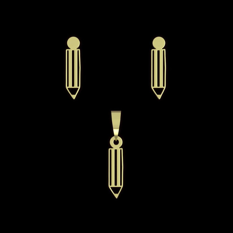 نیم ست طلا 18 عیار زنانه مدوپد مدل مداد کد NA12521