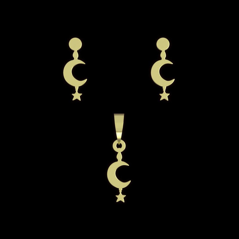 نیم ست طلا 18 عیار زنانه مدوپد مدل ماه و ستاره کد NA12580