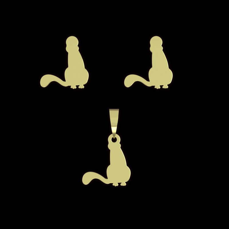 نیم ست طلا 18 عیار زنانه مدوپد مدل گربه کد NA12603