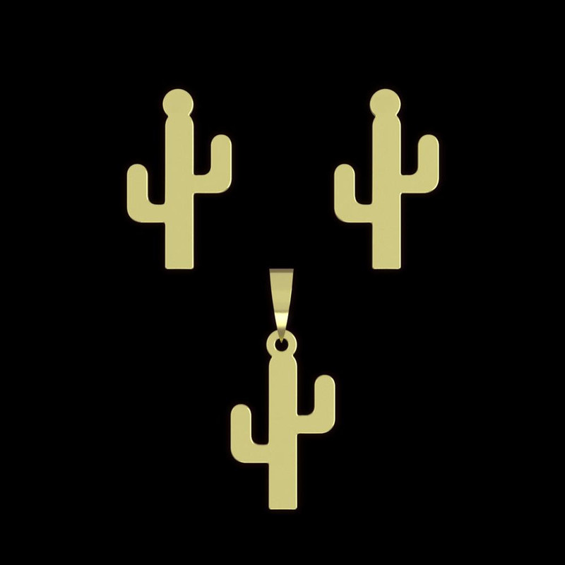 نیم ست طلا 18 عیار زنانه مدوپد مدل کاکتوس کد NA12768