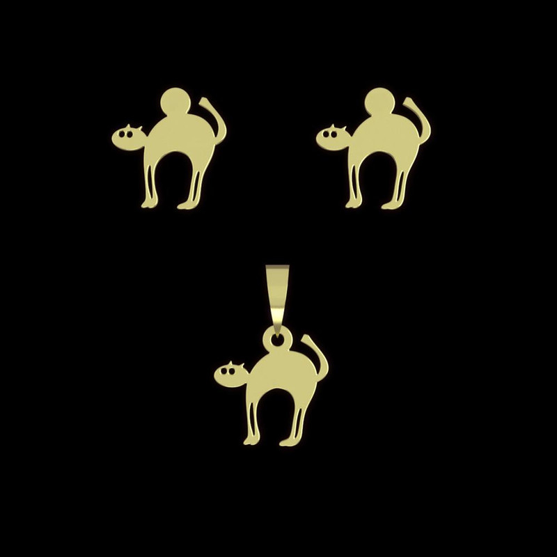 نیم ست طلا 18 عیار زنانه مدوپد مدل گربه کد NA12944