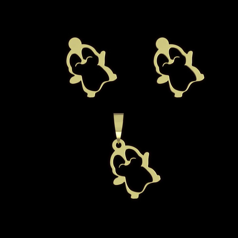 نیم ست طلا 18 عیار زنانه مدوپد مدل پنگوئن کد NA13016