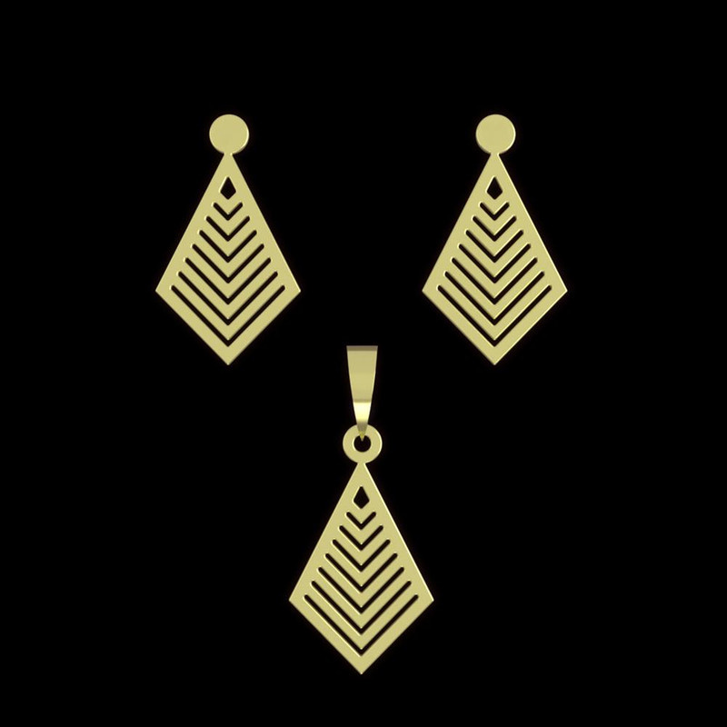 نیم ست طلا 18 عیار زنانه مدوپد مدل لوزی کد NA13032