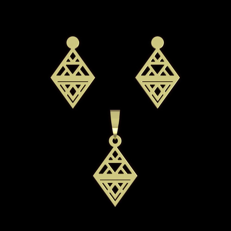 نیم ست طلا 18 عیار زنانه مدوپد مدل لوزی کد NA13121