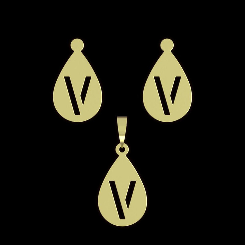 نیم ست طلا 18 عیار زنانه مدوپد مدل حرف v کد NA13140