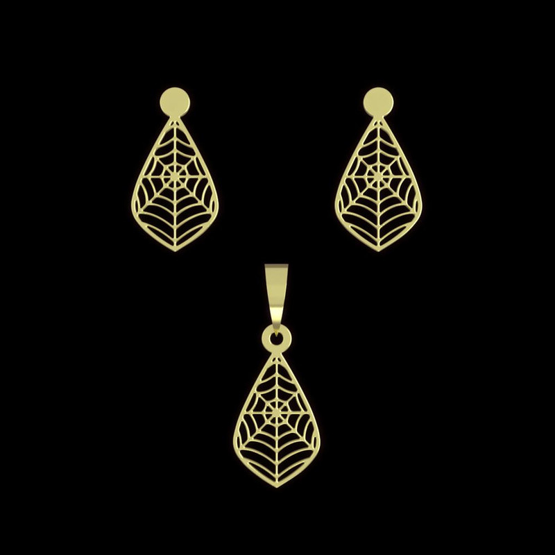 نیم ست طلا 18 عیار زنانه مدوپد مدل تارعنکبوت کد NA13474