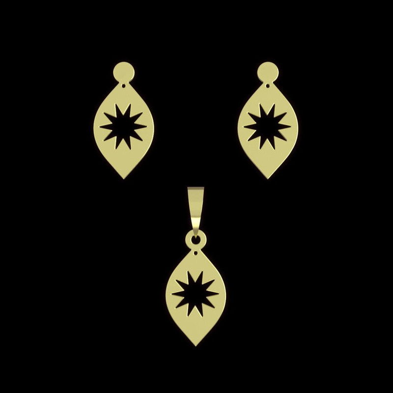 نیم ست طلا 18 عیار زنانه مدوپد مدل ستاره کد NA13815