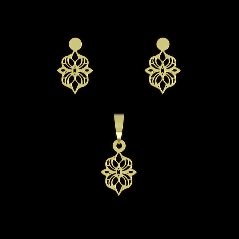 نیم ست طلا 18 عیار زنانه مدوپد مدل هندسی کد NA13892