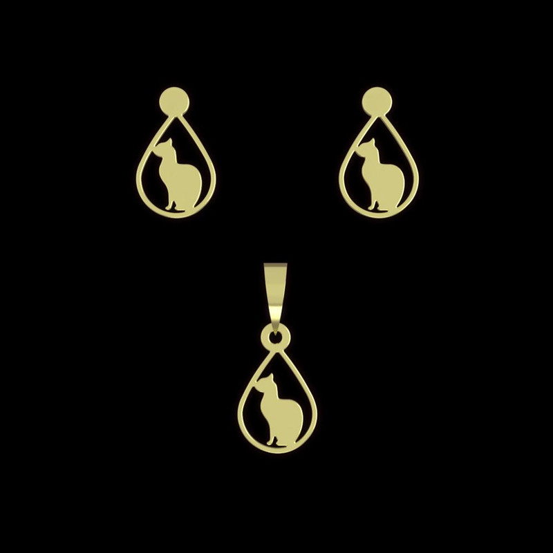 نیم ست طلا 18 عیار زنانه مدوپد مدل گربه کد NA14011