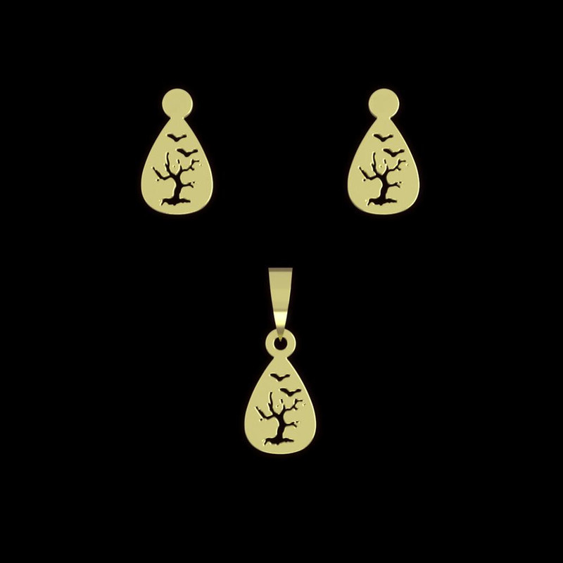 نیم ست طلا 18 عیار زنانه مدوپد مدل درخت کد NA14113