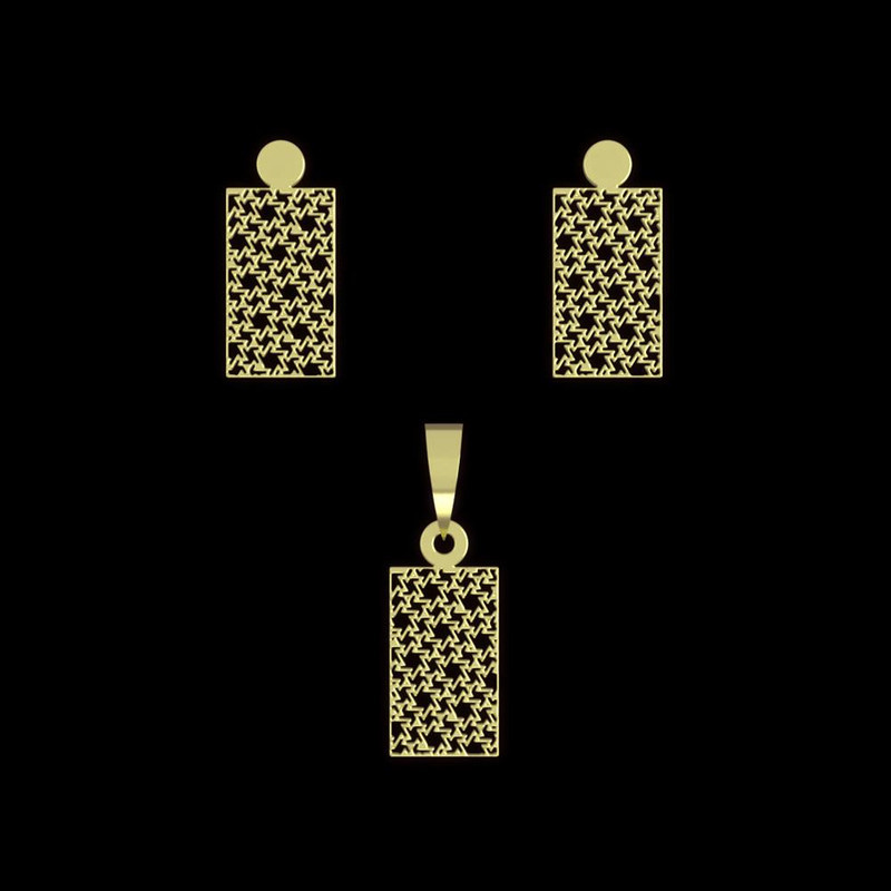 نیم ست طلا 18 عیار زنانه مدوپد مدل مستطیل کد NA14210