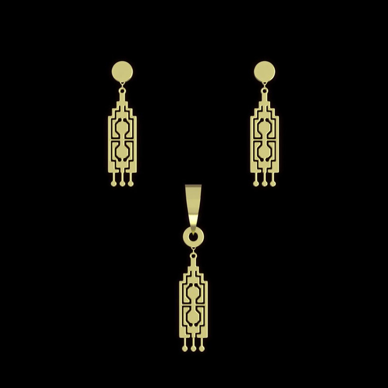 نیم ست طلا 18 عیار زنانه مدوپد مدل هندسی کد NA14414