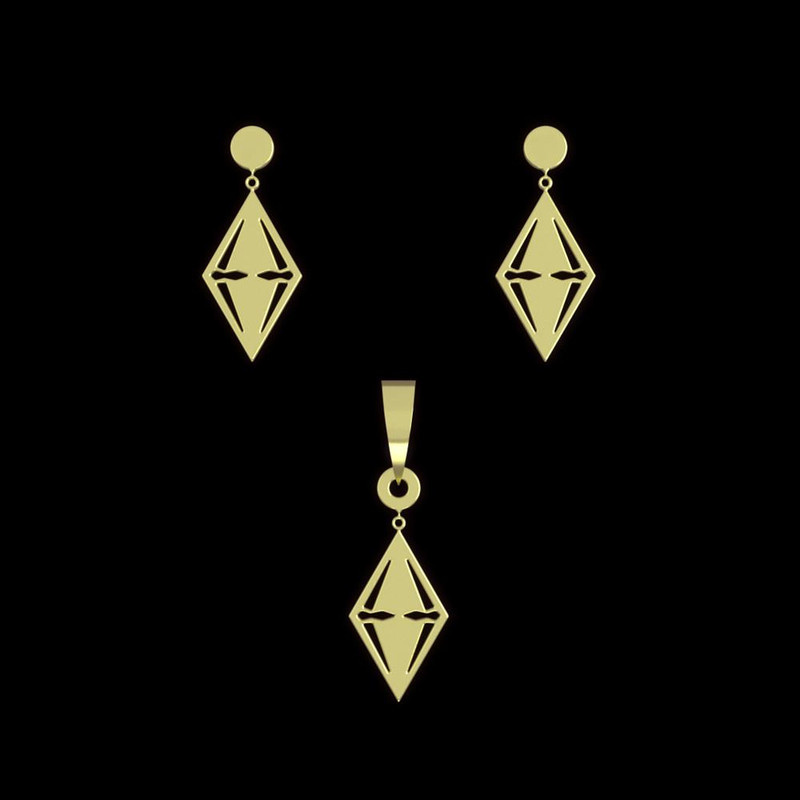 نیم ست طلا 18 عیار زنانه مدوپد مدل لوزی کد NA14479