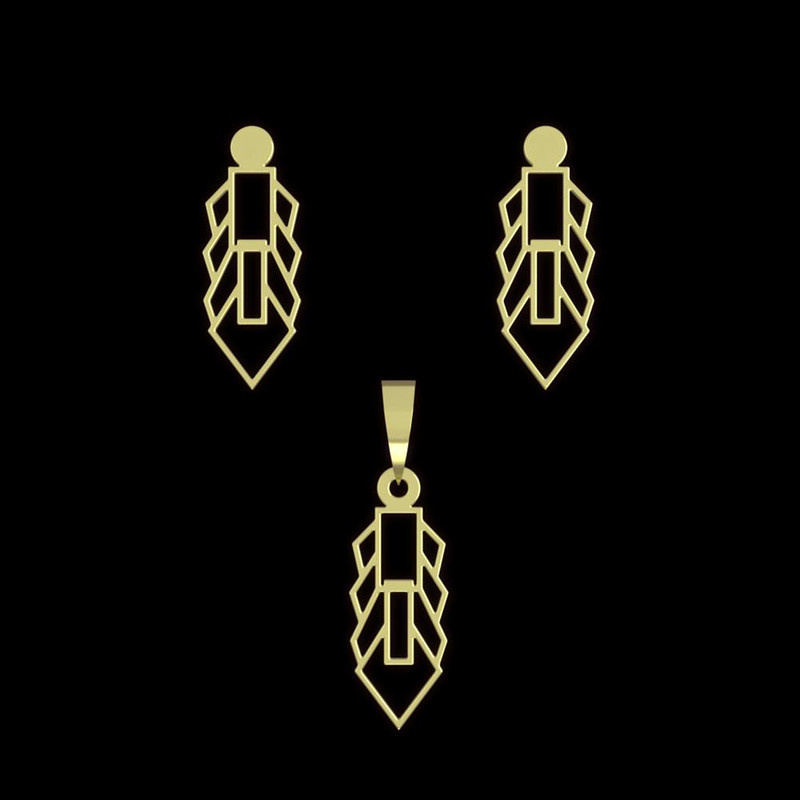 نیم ست طلا 18 عیار زنانه مدوپد مدل هندسی کد NA14536