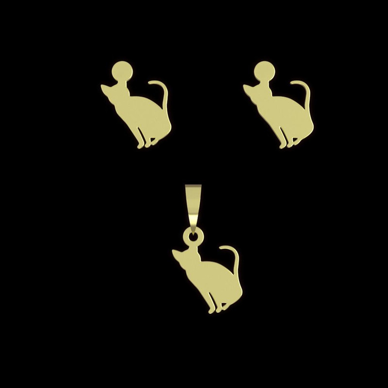 نیم ست طلا 18 عیار زنانه مدوپد مدل گربه کد NA14674 نیم ست طلا 18 عیار زنانه مدوپد مدل گربه کد NA14674