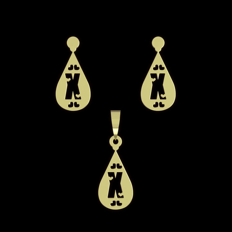 نیم ست طلا 18 عیار زنانه مدوپد مدل X حرف کد NA14738