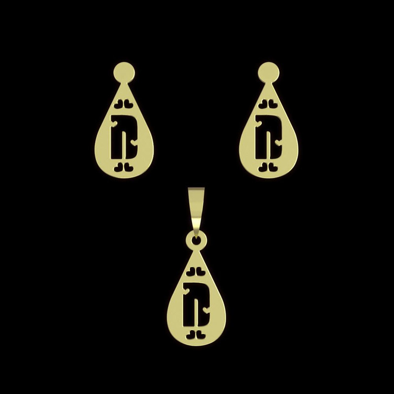 نیم ست طلا 18 عیار زنانه مدوپد مدل D حرف کد NA14740