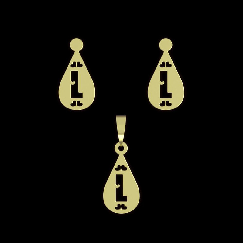 نیم ست طلا 18 عیار زنانه مدوپد مدل L حرف کد NA14780