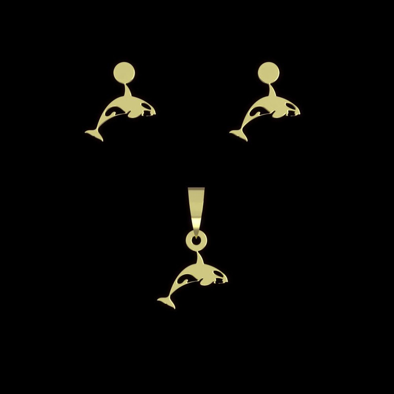 نیم ست طلا 18 عیار زنانه مدوپد مدل دلفین کد NA14832