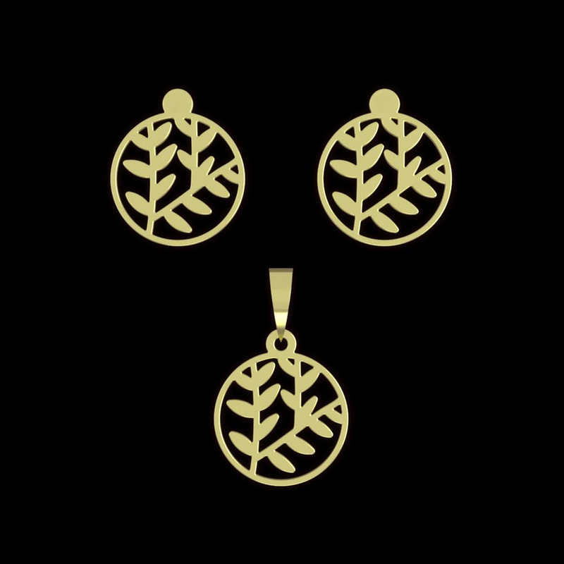 نیم ست طلا 18 عیار زنانه مدوپد مدل برگ کد NA14974