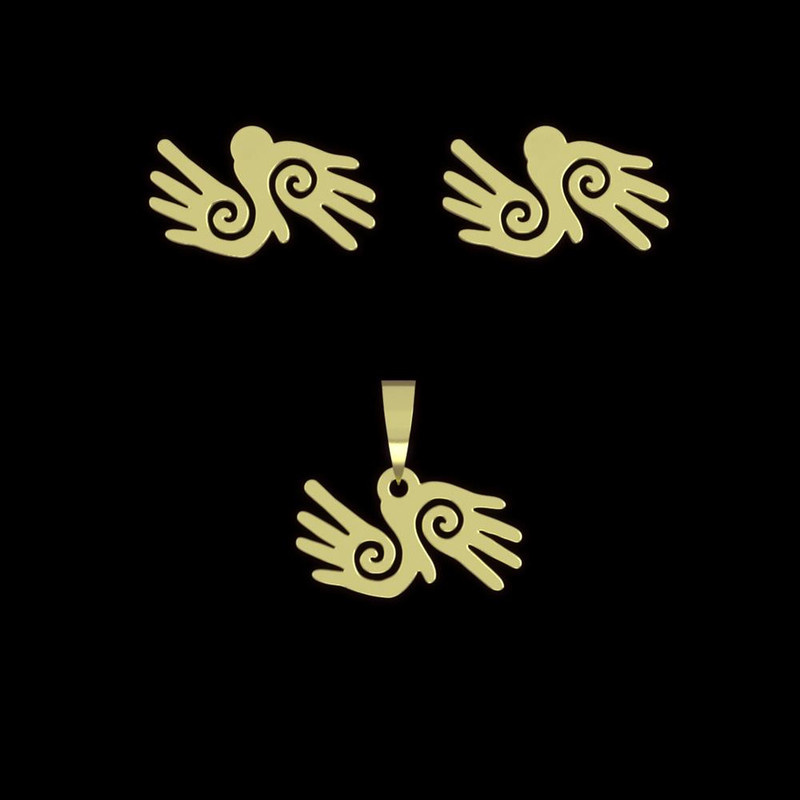 نیم ست طلا 18 عیار زنانه مدوپد مدل دست کد NA15092