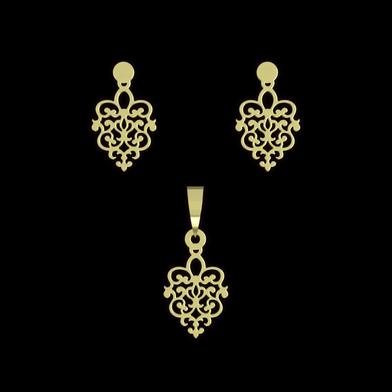 نیم ست طلا 18 عیار زنانه مدوپد مدل هندسی کد NA15216