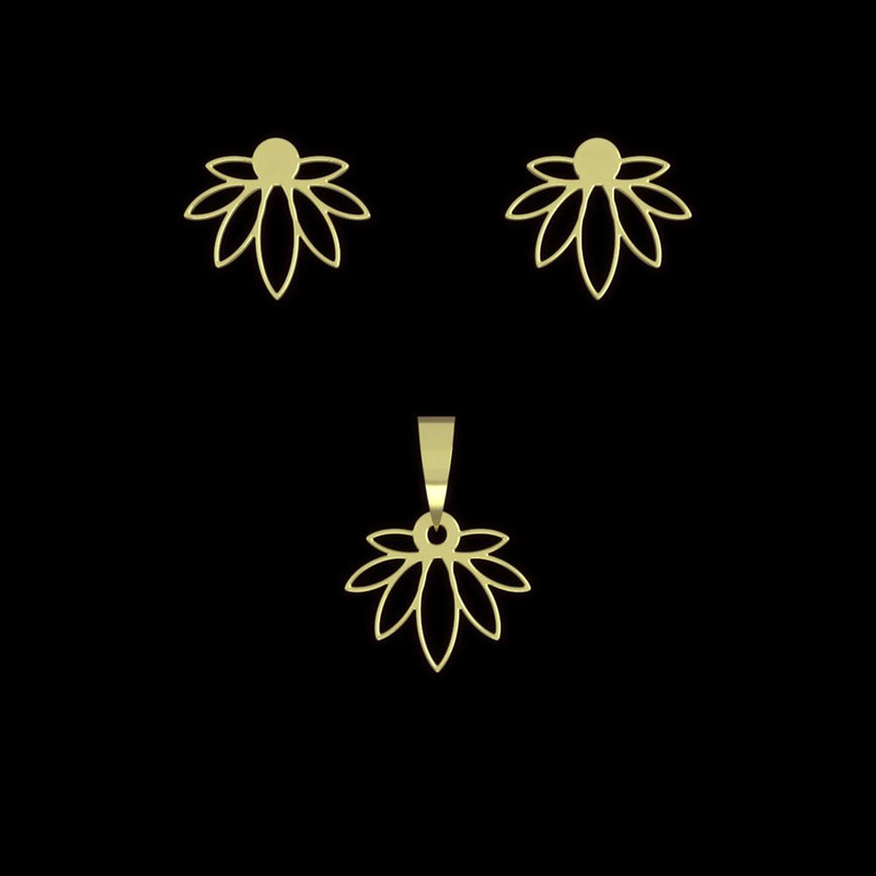 نیم ست طلا 18 عیار زنانه مدوپد مدل برگ کد NA15224