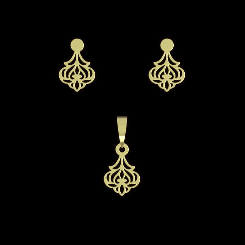 نیم ست طلا 18 عیار زنانه مدوپد مدل اسلیمی کد NA15291