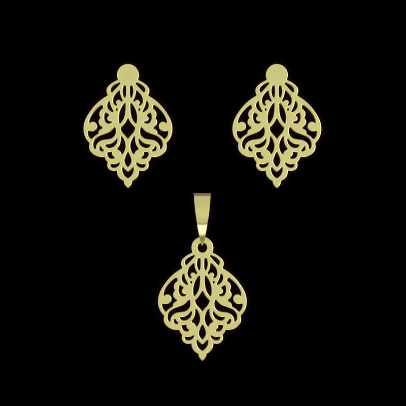 نیم ست طلا 18 عیار زنانه مدوپد مدل اسلیمی کد NA15310