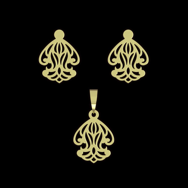 نیم ست طلا 18 عیار زنانه مدوپد مدل اسلیمی کد NA15322