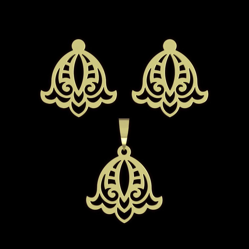 نیم ست طلا 18 عیار زنانه مدوپد مدل اسلیمی کد NA15332